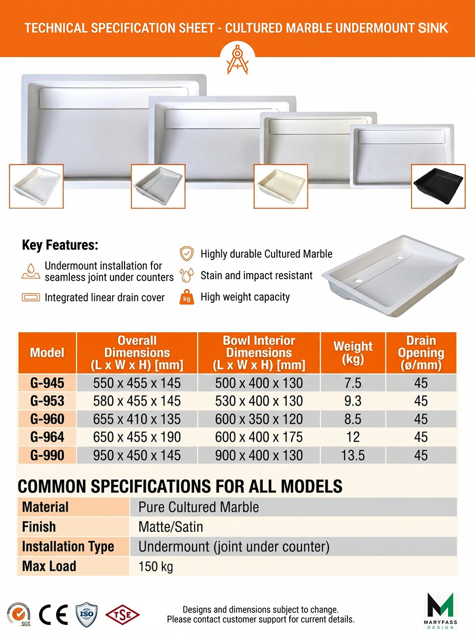 Cultured Marble Vanity Top Manufacturer in Turkey | Maryfass